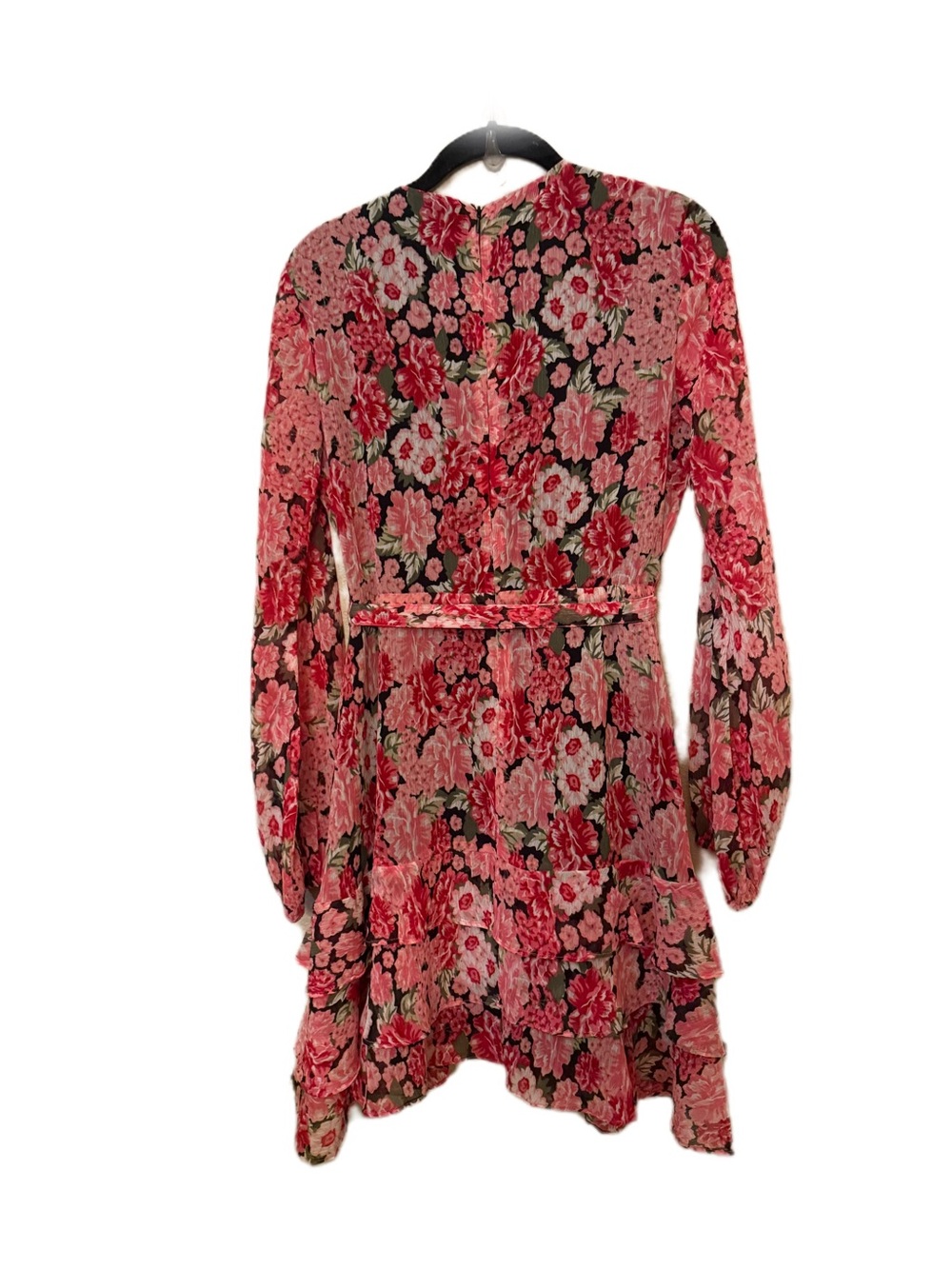 Bardot by Anthropologie Triple Frill Dress in Pink Gardenia Floral Wrap. - Picture 5 of 6